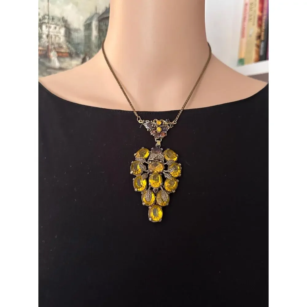 Vintage Czech Glass Statement Necklace | Repurposed 1930s–1950s Brooch
